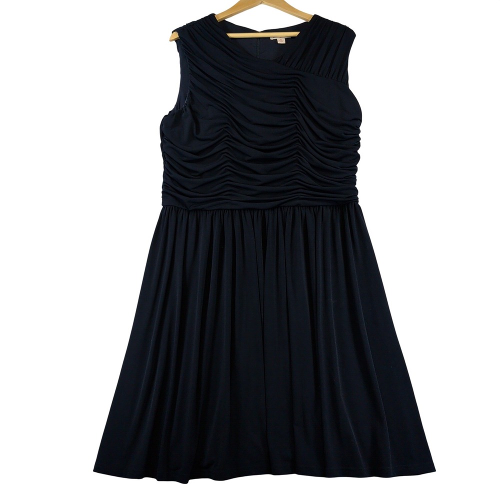 Brooks Brothers Red Fleece Navy Blue Ruched Sleeveless Jersey Dress XL